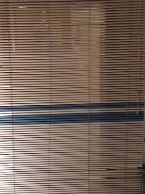 Aluminium blinds set of 2, gold with blue stripes, 1.45x2.25 m