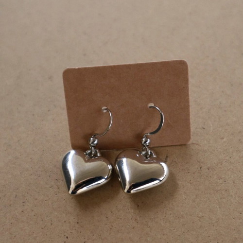 Heart earrings with steel hooks new, silver color
