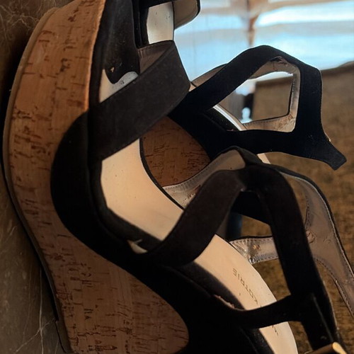 Makis Kotris platform sandals used, size 39, black and beige