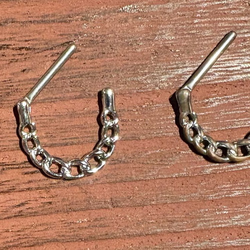 Nipple ring refurbished, 14G steel chain shape earrings