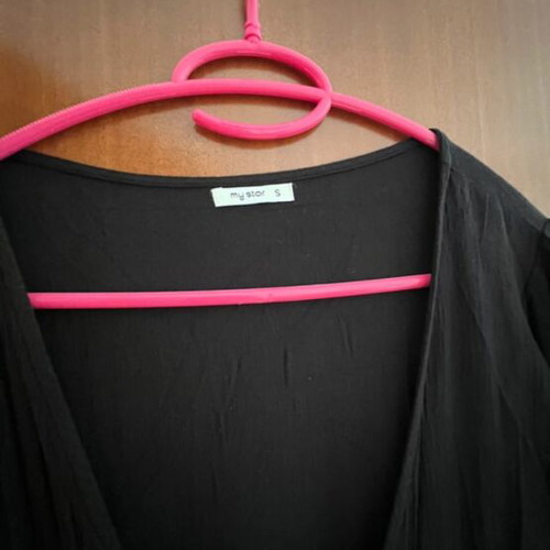 Kimono black, new, with front buttons, size S