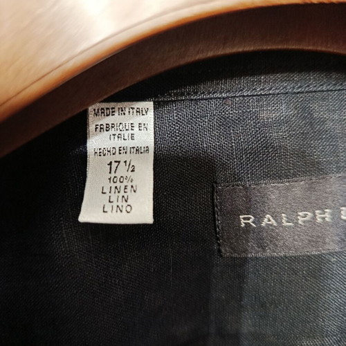 Ανδρικό πουκάμισο Ralph Lauren λινό μαύρο XL καινούργιο