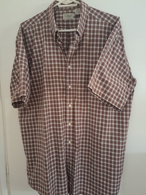 L.L.Bean short sleeve shirt new, size XL XXL, beige and brown