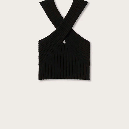 Rib t-shirt black Mango size L like new