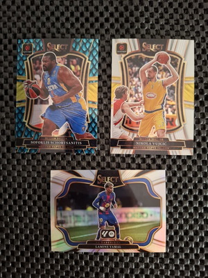 Panini Prizm Sofoklis Schortsanitis, Nikola Vujcic, Lamine Yamal cards like new