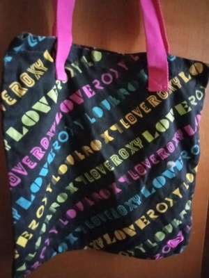 Fabric shoulder bag black like new with multicolor letters
