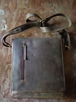 Men's shoulder bag Buffalo leather new, brown