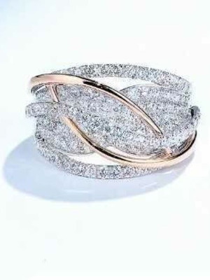 X-Design Ring new, silver and rose gold with crystals