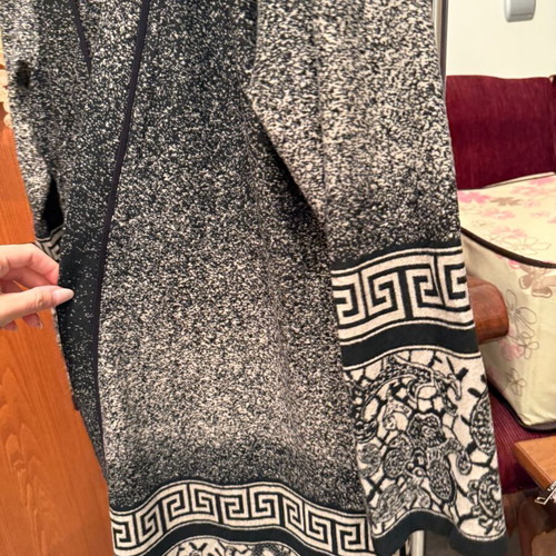 Long cardigan with patterns new, black and white