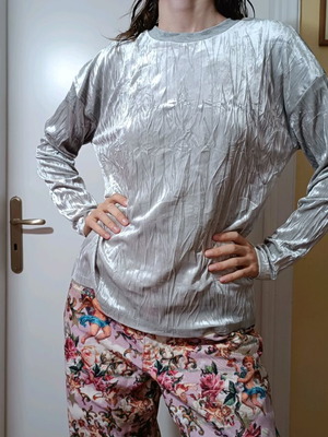 Silver velvet blouse Marks & Spencer L like new