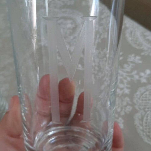 Glasses with carved monogram used, set of 8 pieces