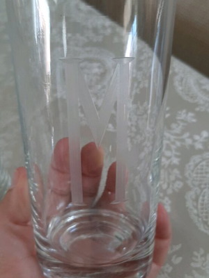 Ποτήρια με μονόγραμμα σκαλιστό μεταχειρισμένα, σετ 8 τεμαχίων