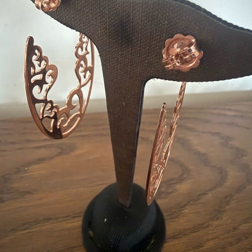 925 Silver Earrings in Rose Gold Tone like new