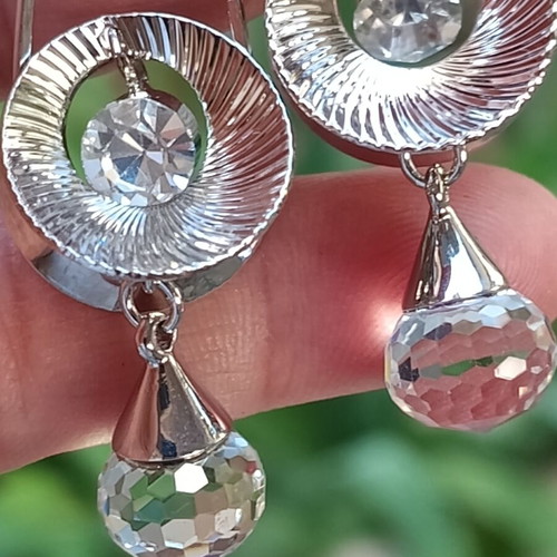 Vintage earrings with Swarovski crystals new, silver