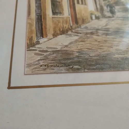 Watercolor set of 2 paintings depicting traditional Macedonian architecture, like new