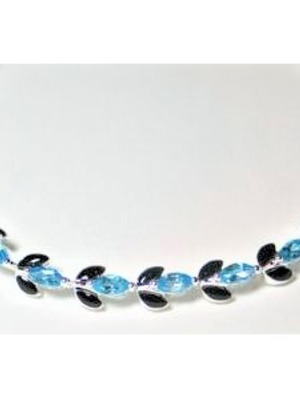 925 Ασημένιο Βραχιόλι Με Όνυχα Και Blue Topaz Καινούργιο