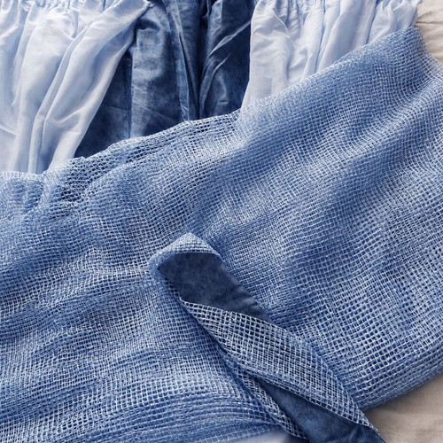 Curtains set of 4 like new, blue razmir and light blue georgette