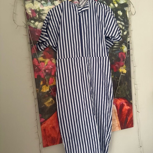 Adda lightweight striped dress like new, size M, white and blue
