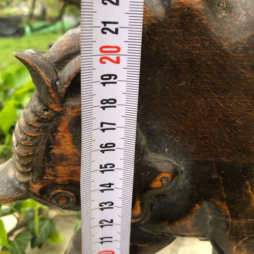 Applique wooden carved bull used, decorative butcher shop
