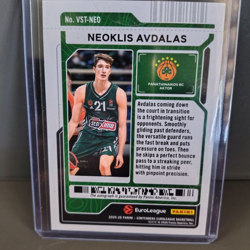 Panini Contenders Euroleague Veteran Ticket Silver Neoklis Avdalas Auto like new