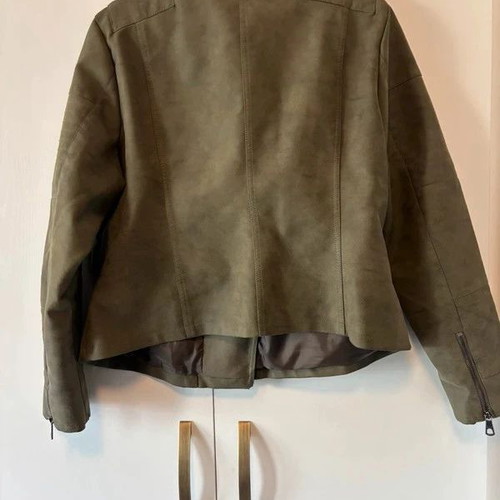 Only suede-type jacket olive color women's plus size new