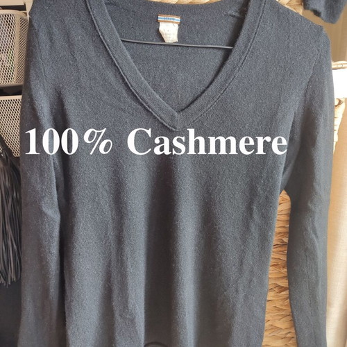 J.Crew 100% cashmere black v neck sweater Small used