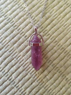 Steel necklace with mineral stone new