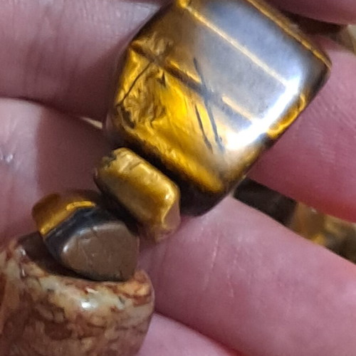 Vintage and modern mineral necklace, beige and brown tones