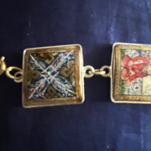 Bracelet Persian miniatures painting used on 925 silver base