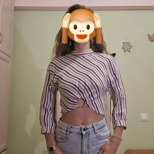 Bershka crop top with diagonal stripes like new, size small