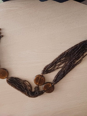 Κολιέ boho χειροποίητο με καφέ χάντρες μεταχειρισμένο