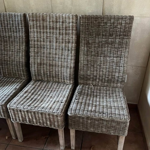 Καρέκλες bamboo μεταχειρισμένες, σετ 5 με ψηλή πλάτη και σετ 4 με χαμηλή