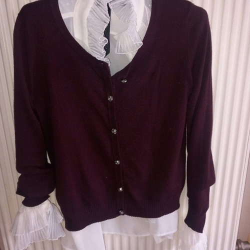 Relish shirt and cardigan new, size small, white and damask