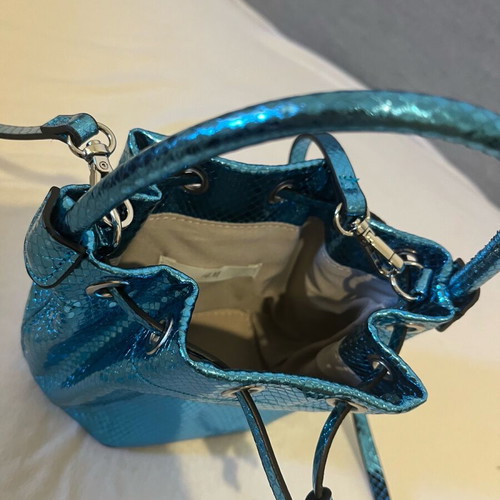 H&M crossbody bag blue petrol turquoise metallic new