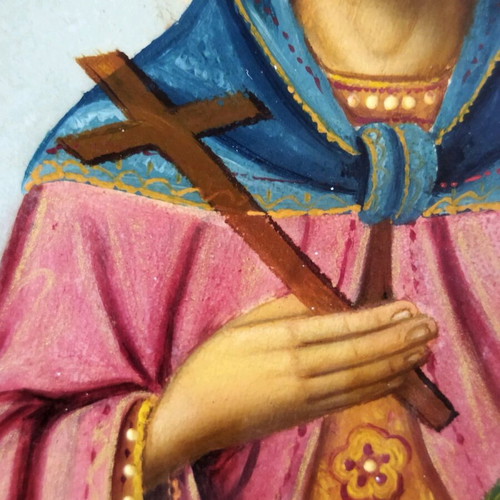 Handmade collectible icon of Saint Chrysi, 1902