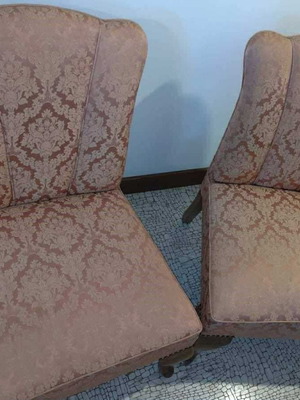 Armchairs with pink brocade fabric like new, set of 2 pieces