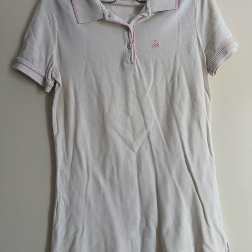 Benetton white polo shirt with pink details size S used