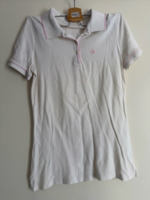 Benetton λευκό polo μπλουζάκι με ροζ λεπτομέρειες μέγεθος S μεταχειρισμένο