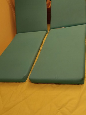 Beach sun lounger cushions used, pack of 2, waterproof fabric, blue