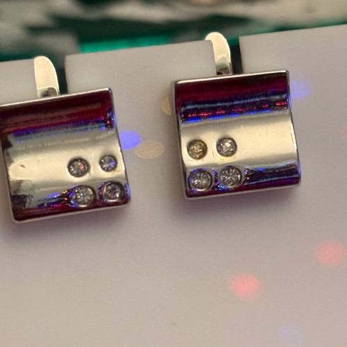 Jenavi silver earrings new with Swarovski crystals
