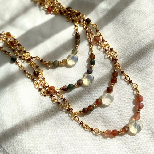 Handmade fairy silver necklace with pineapple quartz teardrop