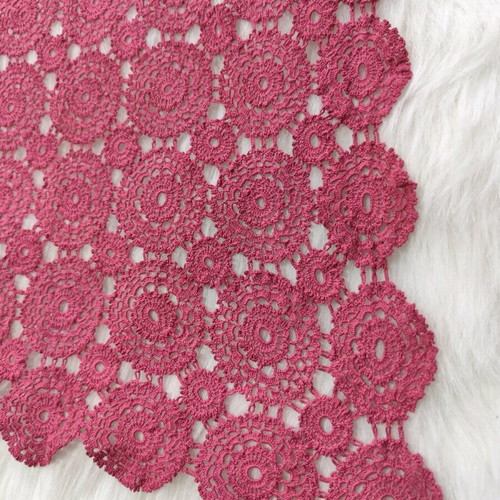 Handmade crochet table runner new in fuchsia-bordeaux color