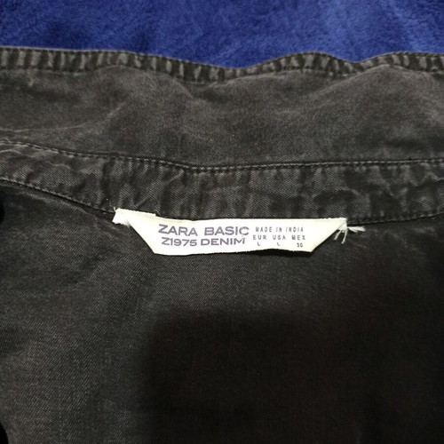 Zara shirt large black stonewashed cotton like new