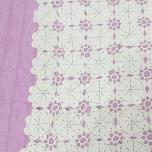Handmade crocheted table linen used, beige 65×76 cm