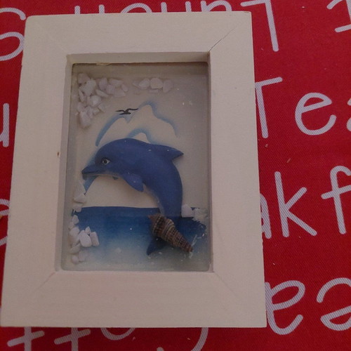 Decorative white frame with dolphin theme like new