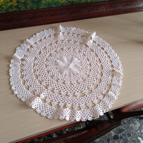 Handmade crocheted doilies used, set of 2, 40 cm