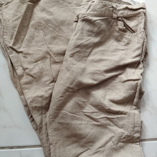 Linen set bell-bottom pants and vest, size S, like new, beige