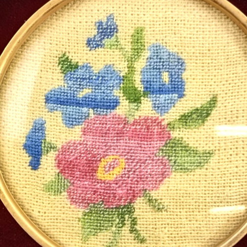 Handmade embroidered frames used, set of 2 with flowers