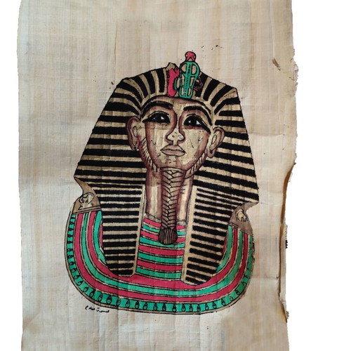 Egyptian painting on papyrus Pharaoh like new