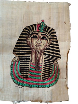Egyptian painting on papyrus Pharaoh like new